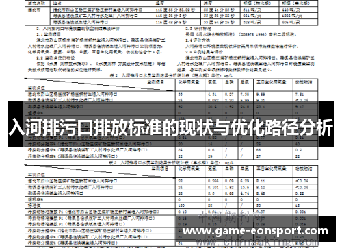 入河排污口排放标准的现状与优化路径分析