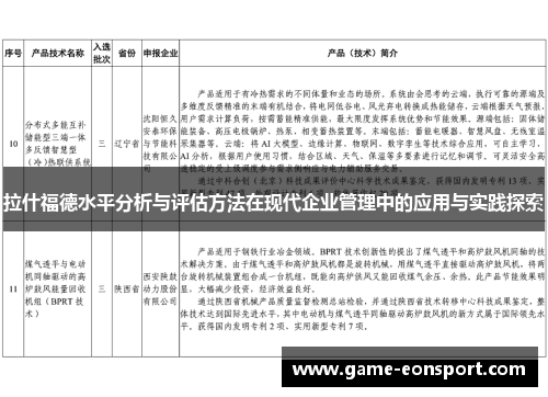 拉什福德水平分析与评估方法在现代企业管理中的应用与实践探索